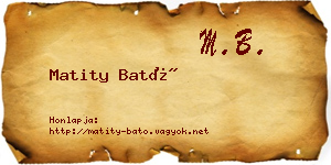 Matity Bató névjegykártya